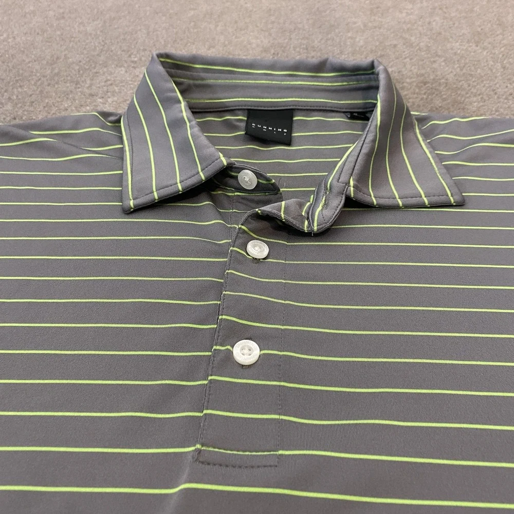 Dunning Golf Polo Shirt Mens Medium Gray Green Stripe Dallas National Golf Club - Picture 4 of 10